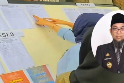 Kolase: Proses Seleksi Penerimaan Murid Baru (SPMB) tahun ajaran 2025/2026 dan Kepala Dinas Pendidikan Provinsi Sulawesi Selatan, Iqbal Nadjamuddin, Mei 2025.