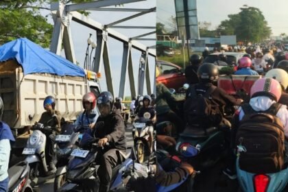 Penampakan truk bermuatan pasir serobot jam sibuk, jembatan Barombong jadi titik rawan, (19/5/2025). (pl/mp)