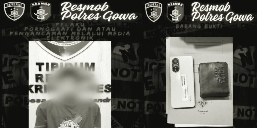 Polisi Gowa tangkap pria ini terkait kasus pornografi dan pengancaman via aplikasi pesan, (20/5/2025). (Polres Gowa/HO/MP)