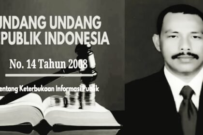 Kolase: Undang-Undang No. 14 Tahun 2008 tentang Keterbukaan Informasi Publik (UU KIP) dan Syamsul Bahri, Ketua DPD LSM Komite Pemantau Korupsi dan Gabungnya Wartawan Indonesia (GWI) Provinsi Banten.