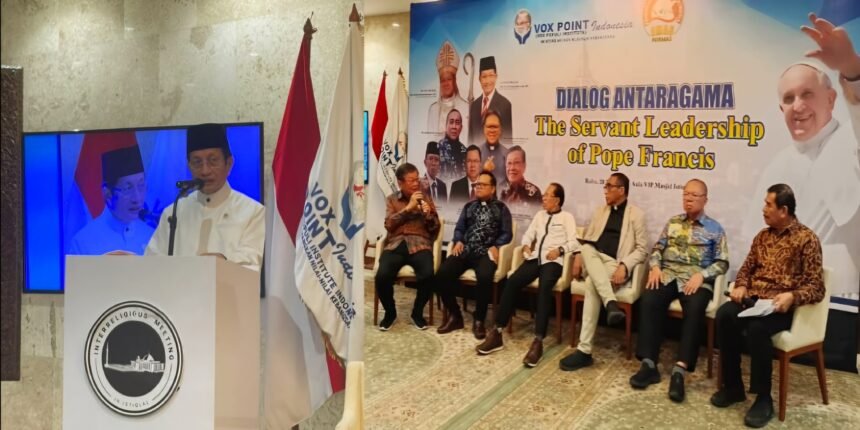 Kolase: Menteri Agama Republik Indonesia, Prof. Dr. KH Nasaruddin Umar (kiri), dan Vox Point Indonesia bersama Forum Masyarakat Indonesia Emas, FORMAS, menggelar dialog antaragama, (28/5/2025).
