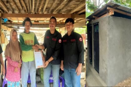 Mahasiswa UNIMEN bangun fasilitas sanitasi dan serah terima dilakukan secara simbolis ke keluarga penerima, Mei 2025.