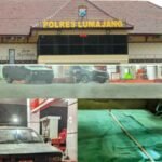 Kolase: Polres Lumajang dan diduga praktik ilegal penyaluran BBM subsidi di SPBU Kabupaten Lumajang, Jawa Timur, Mei 2025.