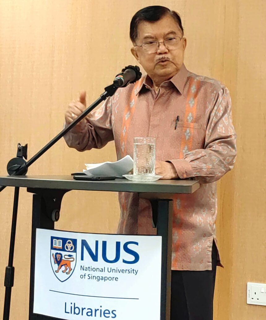 Jusuf Kalla dalam sebuah seminar internasional di National University of Singapore (NUS), Rabu (7/5/2025).
