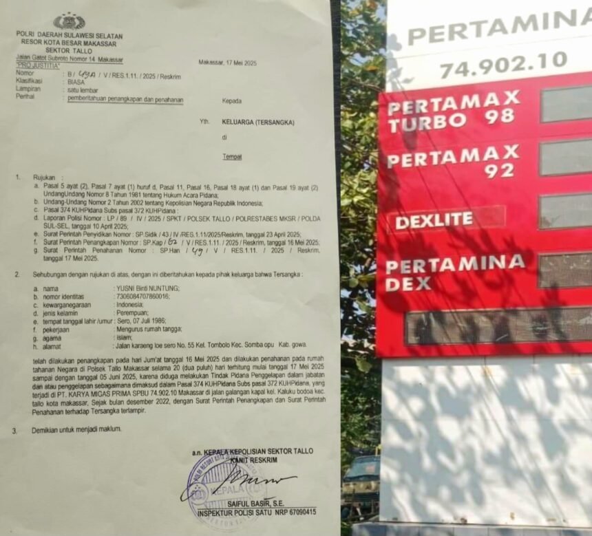 Mantan pegawai SPBU Makassar ditahan Polsek Tallo dan mengaku ditekan polisi. Keluarga soroti dugaan pelanggaran HAM dan prosedur hukum, Mei 2025.