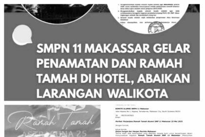 Informasi yang beredar di media sosial tentang acara ramah tamah siswa dan orang tua SMP Negeri 11 di Hotel Makassar, (25/5/2025).