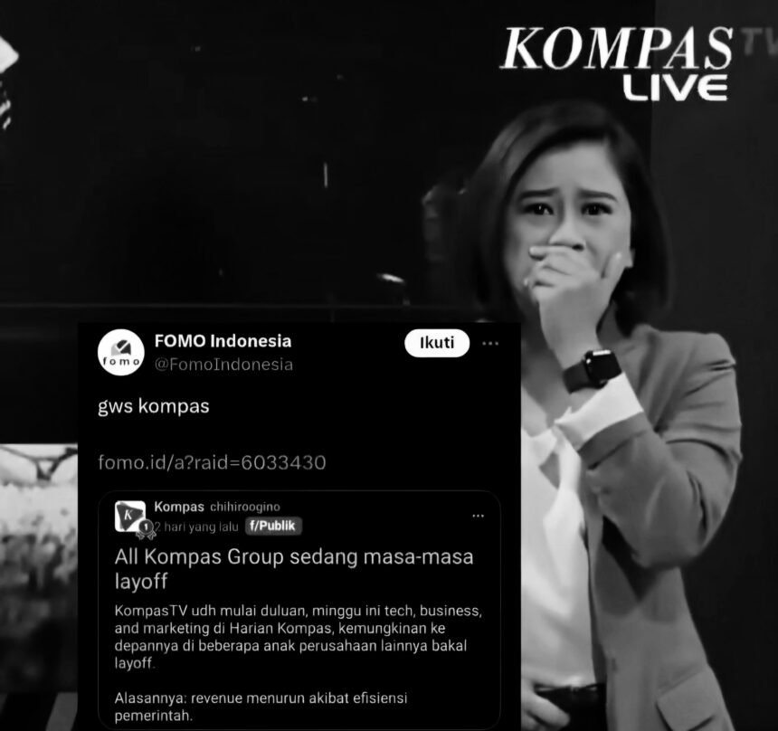 Gelombang layoff: Presenter Kompas TV menangis saat membawakan siaran terakhirnya.