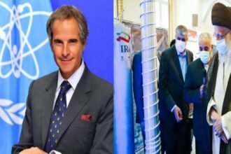 Kiri: Pejabat IAEA, Rafael Grossi dalam konferensi pers terkait program nuklir Iran. Kanan: Pemimpin Tertinggi Iran Ayatollah Ali Khamenei mengunjungi fasilitas nuklir dalam negeri, didampingi pejabat senior, di tengah meningkatnya ketegangan dengan negara-negara Barat.