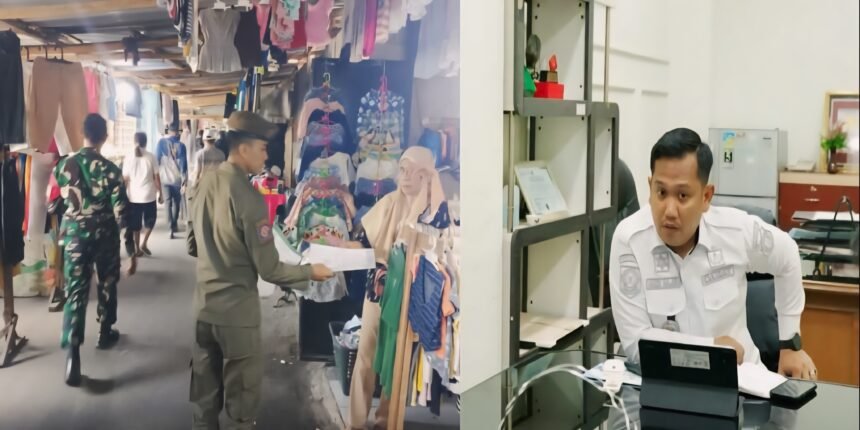 Kegiatan persuasif kepada para pedagang agar memahami kondisi, guna mendukung program normalisasi dan pengerukan kanal yang selama ini terkendala oleh bangunan di atas fasilitas umum. Kolase: Camat Bontoala, Andi Akhmad Muhajir Arif.