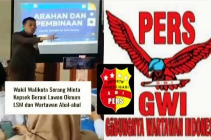 Wakil Wali Kota Serang memberi arahan dan pembinaan agar meminta para kepala sekolah untuk tidak melayani konfirmasi dari wartawan, Kolase: Logo Gabungnya Wartawan Indonesia (GWI) Provinsi Banten.