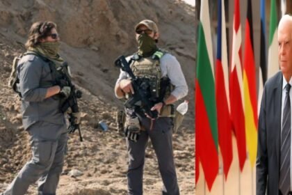Kolase: Mantan Perwakilan Tinggi Uni Eropa untuk Urusan Luar Negeri, Josep Borrell (tampak kanan) tuding tentara bayaran AS tewaskan lebih dari ratusan warga Palestina saat rebutan bantuan di Gaza, Juli 2025. (qudsn/voa/ho/mp)