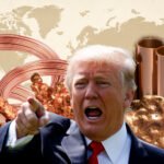 Presiden Amerika Serikat Donald Trump dan tembaga yang kini jadi logam paling strategis di dunia, Juli 2025.