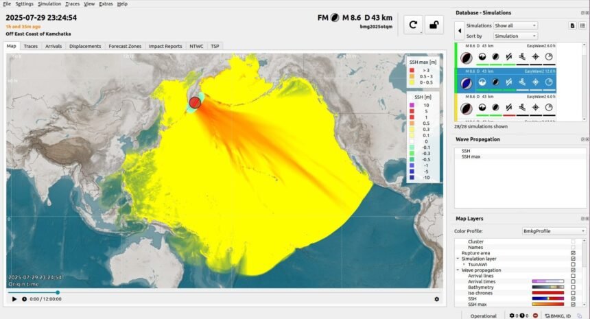 Gempa dahsyat M8,7 guncang Kamchatka, Rusia, 30 Juli 2025. (bmkg/ho/mp)