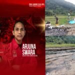 Kolase ini memperlihatkan sikap tegas LMND Sulsel melalui Ketua Adri Fadhli dan Sekretaris Arjuna Swara yang mengecam kebocoran pipa bahan bakar PT Vale di Towuti, Luwu Timur. Di sisi lain, foto lapangan menampakkan kondisi sawah dan lahan pertanian warga di Dusun Molindowe yang tercemar minyak, serta warga bersama tim teknis melakukan pembersihan.