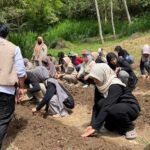 Mahasiswa PPK Ormawa Himakaha Fakultas Kedokteran Universitas Hasanuddin menanam stek hijauan pakan ternak di Desa Pattiro Deceng, Maros, Sulawesi Selatan, Sabtu, 9 Agustus 2025. Kegiatan ini menjadi bagian dari peluncuran Lahan Hijauan Pakan Ternak untuk mendukung keberlanjutan peternakan desa.