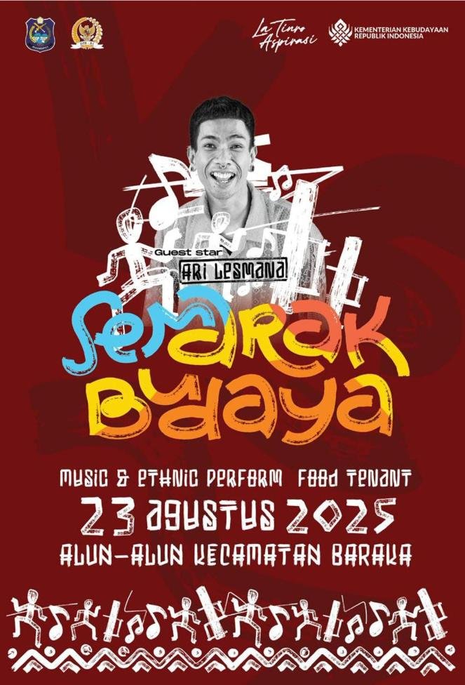 Semarak Budaya Massenrempulu akan digelar pada 23 Agustus 2025 di Alun-Alun Kecamatan Baraka, Kabupaten Enrekang. Acara yang diinisiasi anggota DPR RI Ir. Haji La Tinro La Tunrung ini menampilkan musik, pertunjukan etnik, stan kuliner, dan bintang tamu Ari Lesmana. Festival ini menjadi ajang pelestarian budaya sekaligus penggerak ekonomi lokal.
