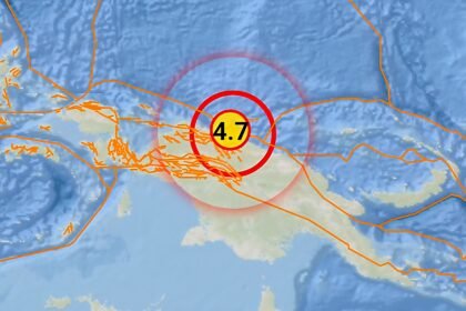 Info Gempa dirasakan Mag:4.7, 29-Agu-25 17:16:10 WIB, Lok:2.24 LS, 140.51 BT (Pusat gempa berada di laut 40 km timur laut Kabupaten Jayapura), Kedalaman:10 Km. (BMKG/HO)