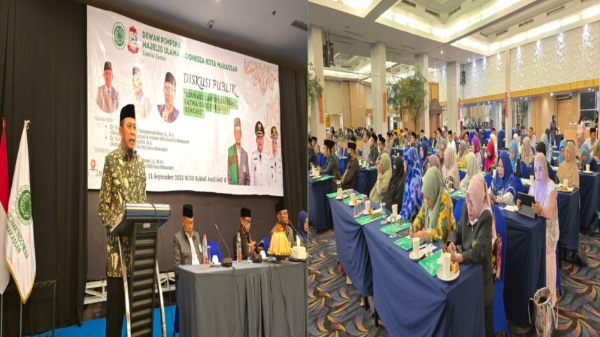 Ketua Dewan Pertimbangan MUI Kota Makassar, AG. Dr. KH. Baharuddin HS, M.A., menyampaikan pandangan dalam diskusi publik bertema “Edukasi dan Sosialisasi Fatwa dari Berbagai Dimensi” di Makassar, Sabtu (13/9/2025). Acara ini dihadiri tokoh agama, pemerintah, dan masyarakat untuk memperkuat pemahaman serta implementasi fatwa dalam kehidupan sehari-hari.
