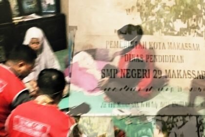 Petugas DP3A Makassar memberikan pendampingan kepada orangtua dan siswi SMP Negeri 29 Makassar yang diduga mengalami kekerasan dari gurunya.