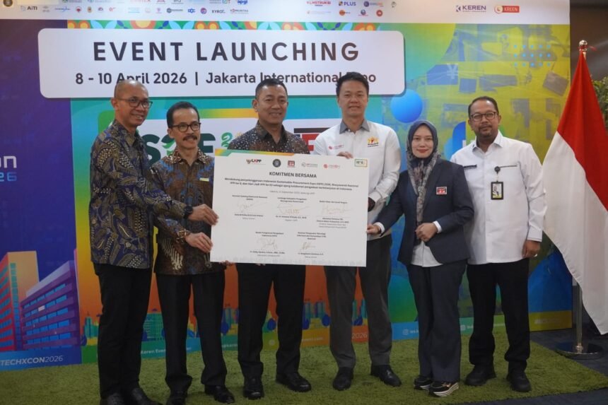 Peluncuran Indonesia Sustainable Procurement Expo (ISPE) 2026 ditandai dengan penandatanganan komitmen bersama antara AKEN, LKPP, BSSN, IFPI, dan APTIKNAS di Auditorium LKPP RI, Jakarta, Kamis (11/9/2025).