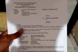 Surat permintaan visum et repertum yang diterbitkan Polsek Tallo untuk Muhammad Ade, korban dugaan penganiayaan. Ade mengaku terkendala biaya Rp300 ribu saat hendak menjalani visum di RS Ibnu Sina Makassar.