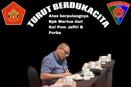 Turut berdukacita atas berpulangnya mertua dari Kol Pom Jefri B Purba. Semoga almarhum mendapat tempat terbaik di sisi Tuhan Yang Maha Esa, dan keluarga yang ditinggalkan diberikan kekuatan serta keikhlasan. (Samsul Bahri-Ketua Umum GWI)