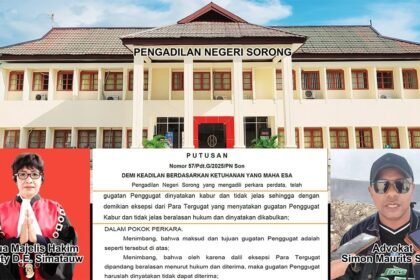 PN Sorong menolak gugatan WNA Malaysia atas lahan 6.600 m², menguatkan hak keluarga Samuel Hamonangan Sitorus dan masyarakat adat.