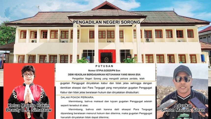 PN Sorong menolak gugatan WNA Malaysia atas lahan 6.600 m², menguatkan hak keluarga Samuel Hamonangan Sitorus dan masyarakat adat.