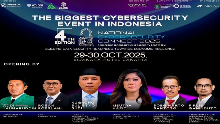 APTIKNAS bersama ADIGSI dan GP Ansor menggelar National Cybersecurity Connect (NCC) 2025 pada 29–30 Oktober di Jakarta, forum terbesar keamanan siber dengan dukungan BSSN, Kominfo dan Kemenekraf.