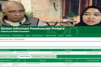 Sidang perdana kasus penganiayaan dengan terdakwa Rusdianto alias Ferry terhadap Tanty Rudjito di PN Makassar, Senin (6/10/2025), batal digelar meski terjadwal sejak pukul 09.00 WITA. Hingga pukul 17.00 WITA hakim belum hadir, memperlihatkan kembali buramnya disiplin dan transparansi penegakan hukum di Makassar, Sulawesi Selatan.