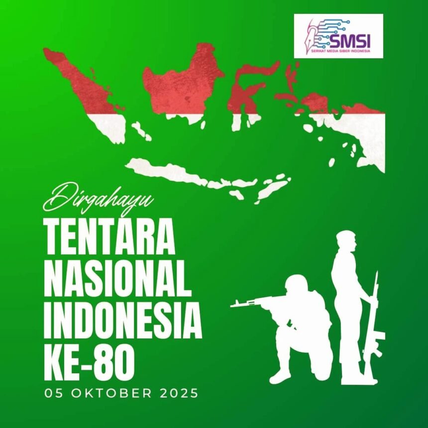 SMSI Sulsel mengucapkan Dirgahayu ke-80 Tentara Nasional Indonesia. Delapan dekade pengabdian TNI menjadi penanda keteguhan menjaga kedaulatan, dari darat, laut, hingga udara Indonesia.