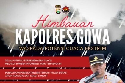 Infografis: Kapolres Gowa imbauan masyarakat untuk meningkatkan kewaspadaan cuaca ekstrem, Senin (27/10/2025).