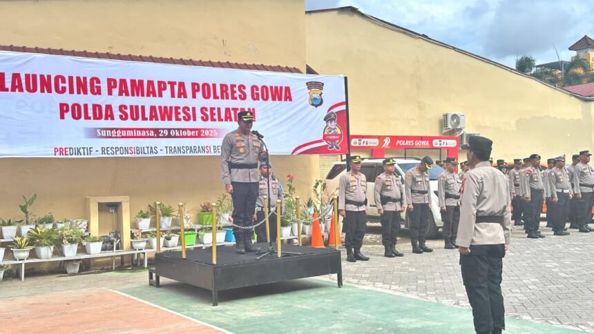 Polres Gowa Mantapkan Transformasi Pelayanan Melalui Launching Pamapta 1 Kapolres Gowa AKBP Muhammad Aldy Sulaiman memimpin Upacara Launching Pamapta sebagai langkah nyata Polres Gowa memperkuat transformasi pelayanan publik Polri yang cepat, tepat, dan humanis.