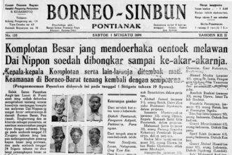 Arsip koran Borneo Sinbun (Pontianak, 1 Agustus 1944) menyiarkan eksekusi puluhan tokoh Kalimantan Barat oleh Jepang. Peristiwa yang kemudian dikenal sebagai Tragedi Mandor ini menewaskan ribuan orang, termasuk Sultan Pontianak dan elit lokal. Halaman ini menunjukkan bagaimana media saat itu dipakai sebagai alat propaganda untuk melegitimasi kekerasan pendudukan. 