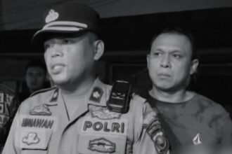 Kapolsek Medan Area Kompol Dwi Himawan Chandra (kiri) didampingi Kanit Reskrim Iptu Dian Pranata Simangunsong saat memberikan keterangan usai penangkapan pelaku penganiayaan di Jalan Menteng II, Medan Denai.