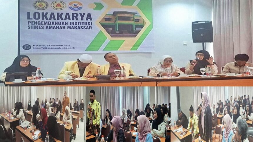 Suasana lokakarya pengembangan institusi STIKES Amanah Makassar di Hotel Amaris Hertasning, 24 November 2025.