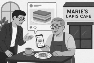 Ilustrasi: Pemilik kafe belajar memaksimalkan media sosial untuk mengangkat kembali bisnis kuliner warisan Peranakan.