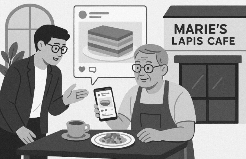 Ilustrasi: Pemilik kafe belajar memaksimalkan media sosial untuk mengangkat kembali bisnis kuliner warisan Peranakan.