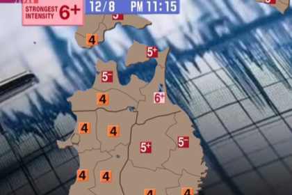 Intensitas gempa di Aomori mencapai level 6+ menurut JMA, dengan beberapa wilayah sekitarnya mencatatkan guncangan kuat 5+ dan 4.