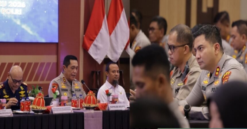 Rapat Koordinasi (Rakor) Lintas Sektoral Tahun 2025 terkait kesiapan pelaksanaan Operasi Kepolisian Terpusat Lilin-2025. Kegiatan ini digelar di Hotel Harper Makassar, Rabu (17/12/2025).