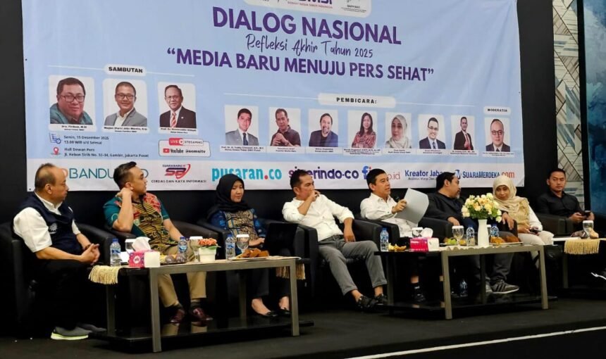 Dialog Nasional Refleksi Akhir Tahun 2025 bertema “Media Baru Menuju Pers Sehat” di Hall Dewan Pers, Jalan Kebon Sirih, Gambir, Jakarta Pusat, Senin (15/12/2025).