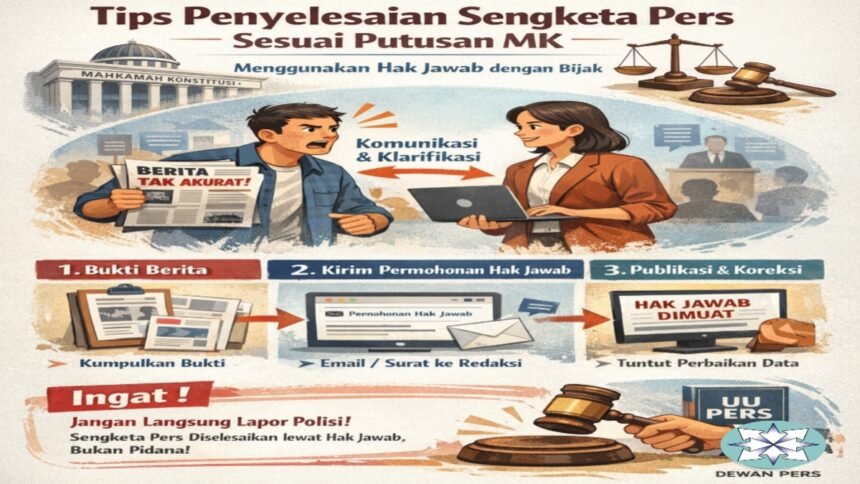 Merasa dirugikan oleh pemberitaan? Gunakan Hak Jawab & Koreksi, bukan emosi. Sengketa pers ada jalurnya—adil, bermartabat, dan dilindungi hukum.