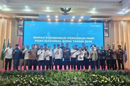 Rakor persiapan Hari Pers Nasional (HPN) 2026 digelar di Pendopo Gubernur Banten, Serang.