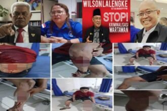 Kolase foto kondisi jurnalis Faisal usai penusukan di Banggai Laut serta pernyataan sikap tokoh dan organisasi pers yang mengecam kekerasan terhadap jurnalis.