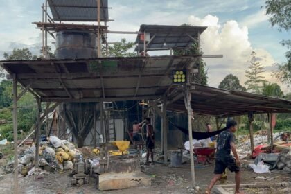 Lokasi tong pengolahan emas diduga menggunakan limbah B3 di Kecamatan Lolongguba, Kabupaten Buru, diamankan Tim Gakkum Polres Buru.