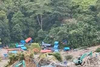 Pantauan visual menunjukkan keberadaan alat berat di sekitar kawasan Kali Anahoni, Gunung Botak, Kabupaten Buru, Maluku, yang saat ini berada dalam pengawasan aparat.