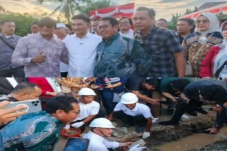 Peletakan batu pertama Museum Media Siber Indonesia di Serang dalam rangka HPN 2026, dihadiri pengurus SMSI, unsur Dewan Pers, dan jajaran Pemprov Banten.