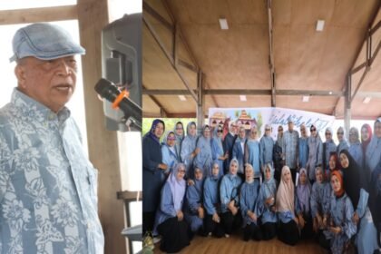 Suasana hangat halalbihalal keluarga besar H. Pateala Karaeng Nyauru di Pantai Bosowa, mempererat silaturahmi lintas generasi.