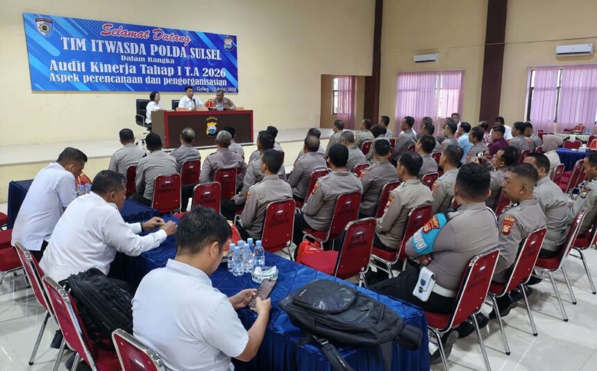 Polres Gowa terima audit kinerja Itwasda Polda Sulawesi Selatan, Sabtu (18/4/2026).