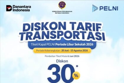 Nikmati diskon tiket kapal PELNI hingga 30% untuk seluruh trayek kelas ekonomi. Berlaku untuk pembelian mulai 6 Juni 2026 dengan keberangkatan 20 Juni–15 Agustus 2026. Jangan sampai kehabisan kuota!